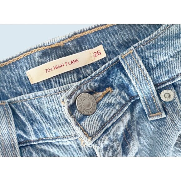 LEVI'S Premium 70s High Flare Distressed Jeans Size 26 - Picture 4 of 8